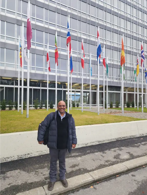 Professor Kaymarlin Govender at the World Health Organisation, (WHO) Headquarters in Geneva, Switzerland.
